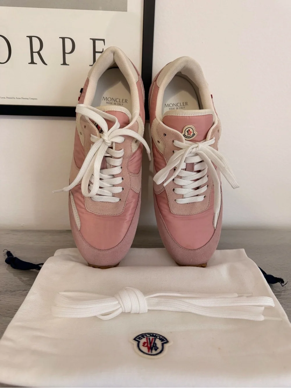 Moncler Authentic Pink Suede & Nylon low-top Retro Sneakers Size 8 (EU 38)